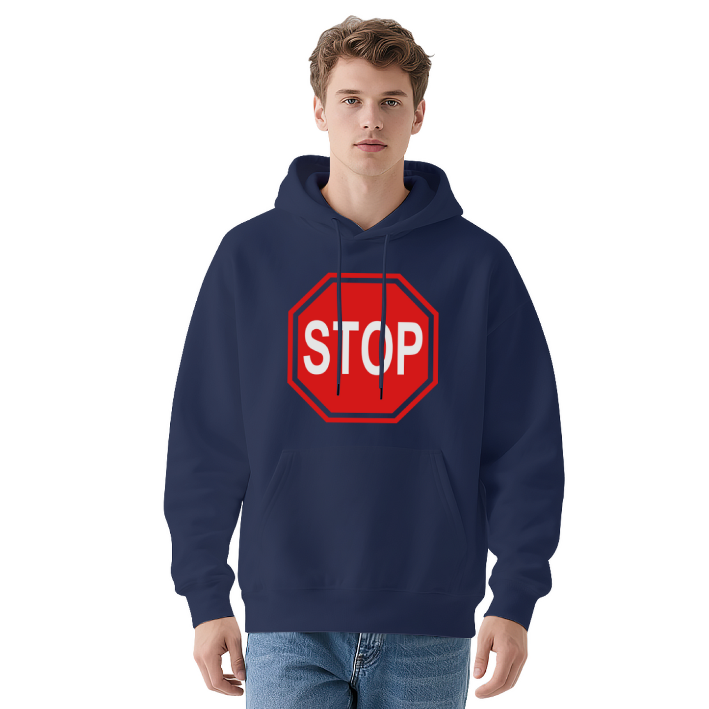 Retro Stop Sign Vintage Hoodie, Soft Comfort Street Outfit