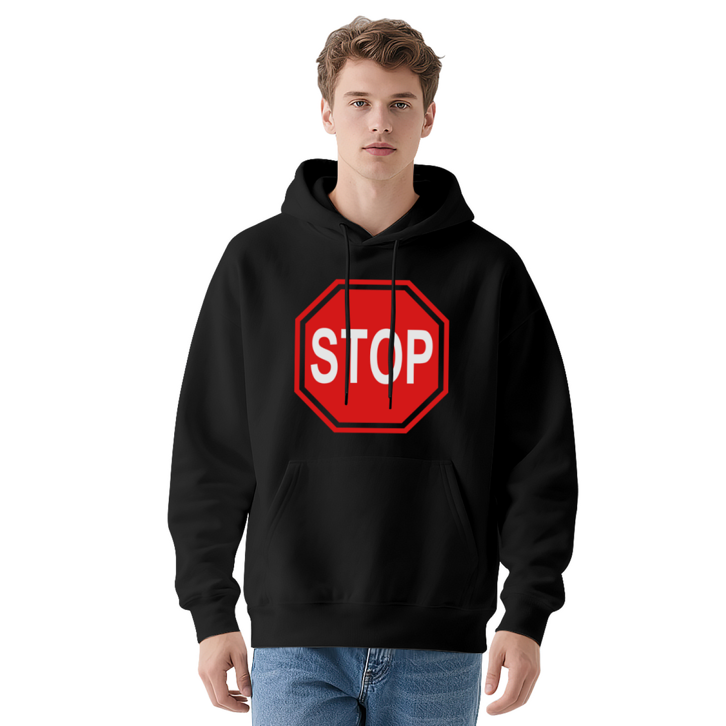 Retro Stop Sign Vintage Hoodie, Soft Comfort Street Outfit