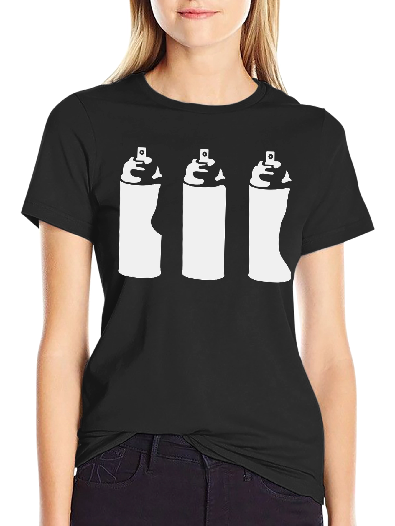 Spray Paint Graphic Tee - Black Cotton T-Shirt
