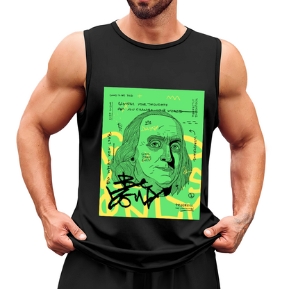 Graffiti Benjamin Franklin Dollar Street Art Hip Hop Men Tank