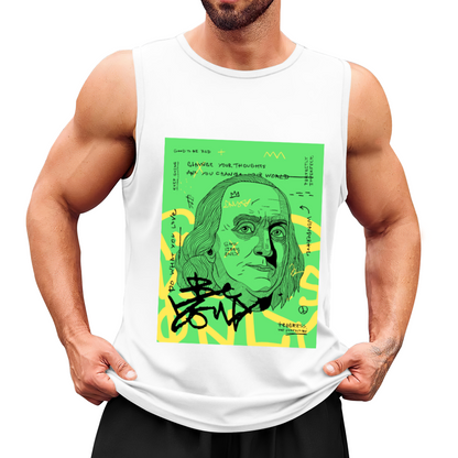 Graffiti Benjamin Franklin Dollar Street Art Hip Hop Men Tank