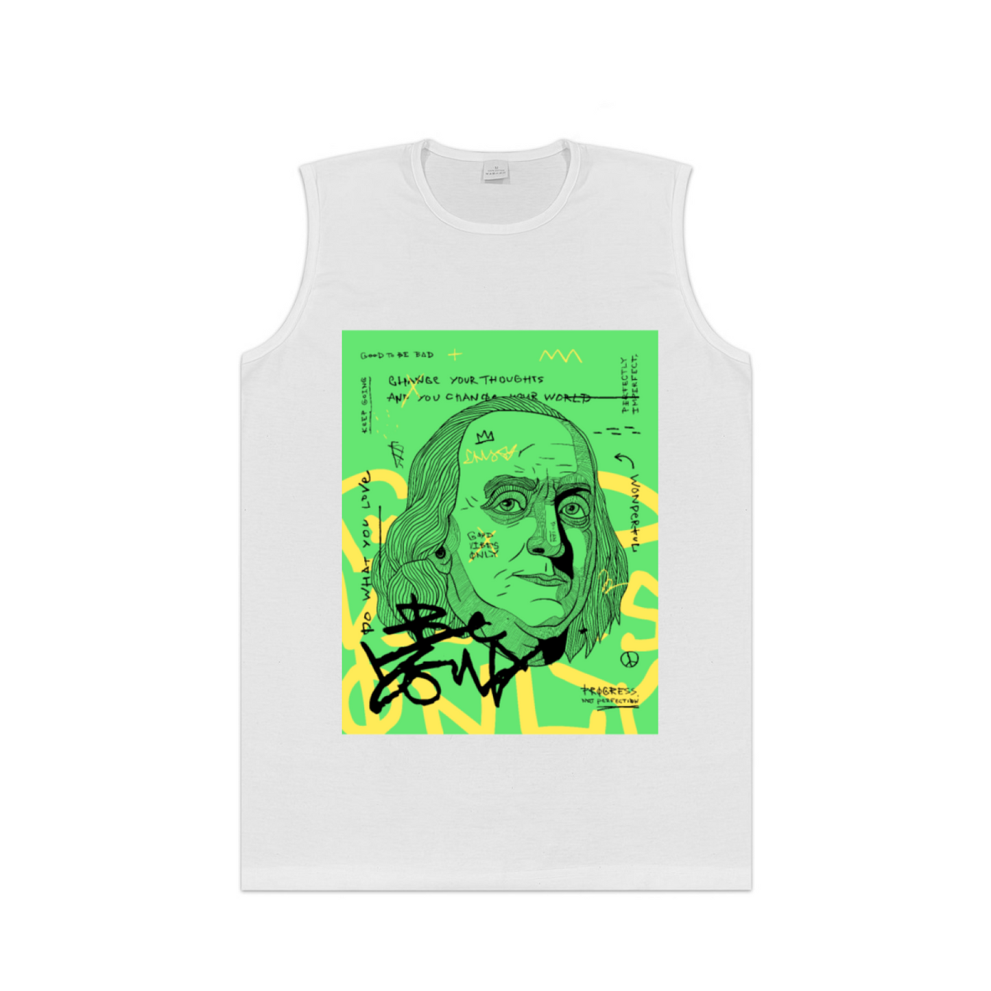 Graffiti Benjamin Franklin Dollar Street Art Hip Hop Men Tank