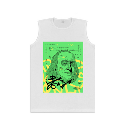 Graffiti Benjamin Franklin Dollar Street Art Hip Hop Men Tank