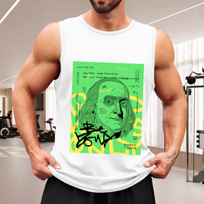 Graffiti Benjamin Franklin Dollar Street Art Hip Hop Men Tank
