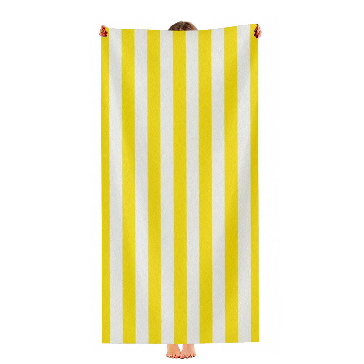 Classic Bright Yellow White Vertical Stripe Beach Towel, Ultra Fluffy Soft & Rapid Water Absorption, Full Range of Sizes, Comfortable All?Purpose Pool & Bath Towel