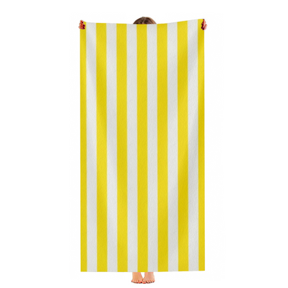 Classic Bright Yellow White Vertical Stripe Beach Towel, Ultra Fluffy Soft & Rapid Water Absorption, Full Range of Sizes, Comfortable All?Purpose Pool & Bath Towel