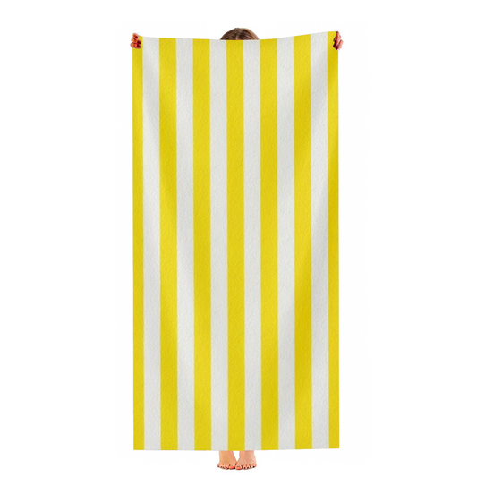 Classic Bright Yellow White Vertical Stripe Beach Towel, Ultra Fluffy Soft & Rapid Water Absorption, Full Range of Sizes, Comfortable All?Purpose Pool & Bath Towel