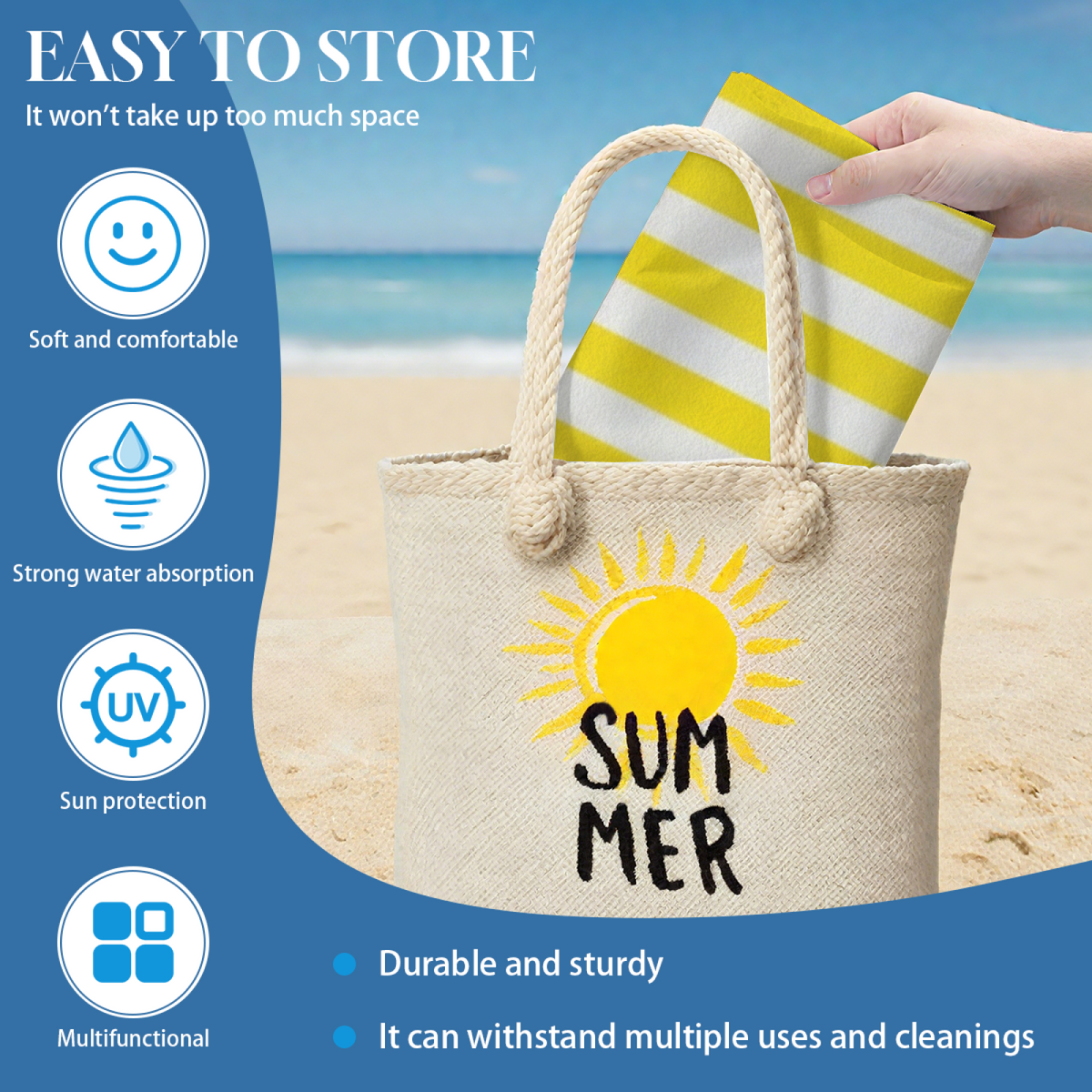 Classic Bright Yellow White Vertical Stripe Beach Towel, Ultra Fluffy Soft & Rapid Water Absorption, Full Range of Sizes, Comfortable All?Purpose Pool & Bath Towel