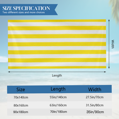 Classic Bright Yellow White Vertical Stripe Beach Towel, Ultra Fluffy Soft & Rapid Water Absorption, Full Range of Sizes, Comfortable All?Purpose Pool & Bath Towel