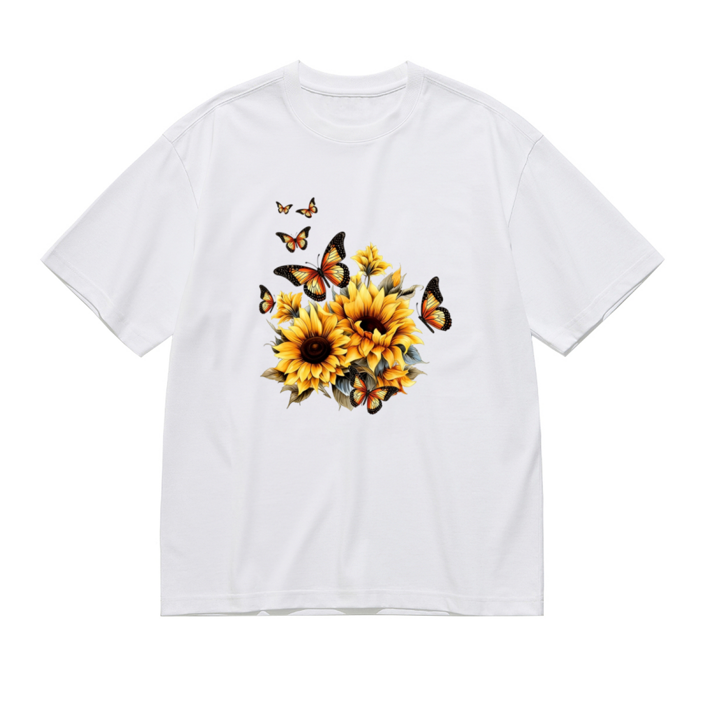 Sunflower & Monarch Butterflies Plus Size Women T-Shirt