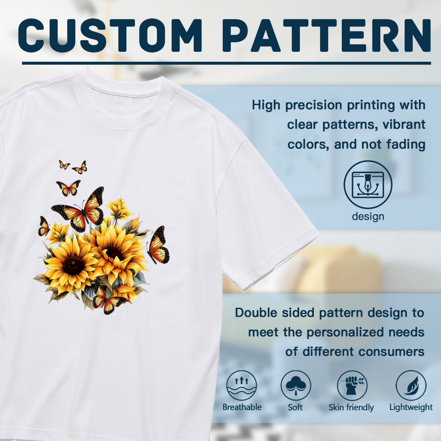 Sunflower & Monarch Butterflies Plus Size Women T-Shirt