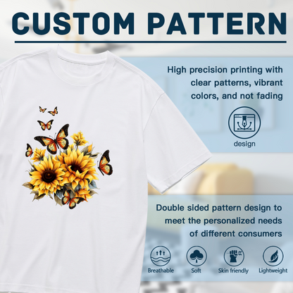 Sunflower & Monarch Butterflies Plus Size Women T-Shirt