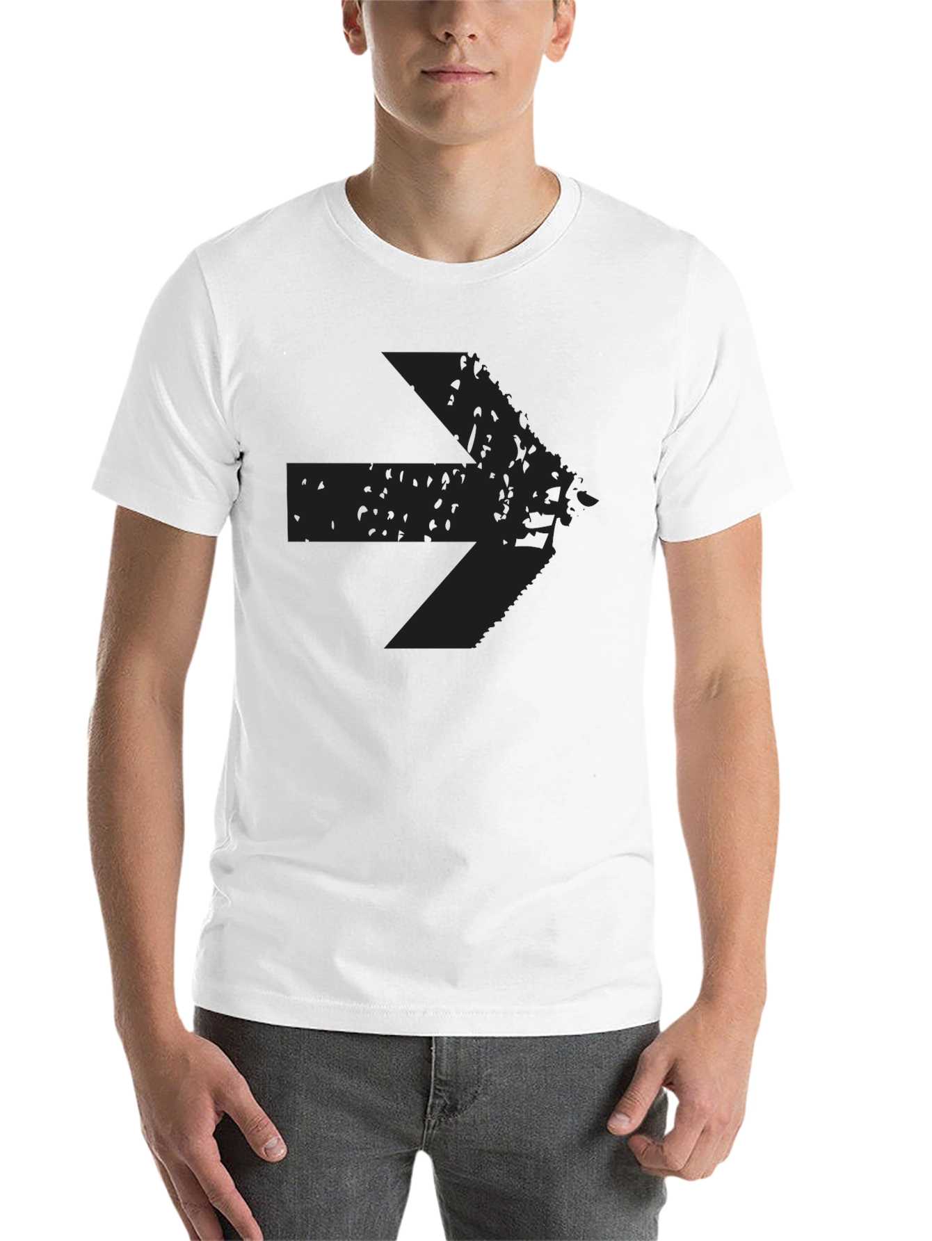 Distressed Arrow Graphic T-Shirt - Mens Casual Black Tee