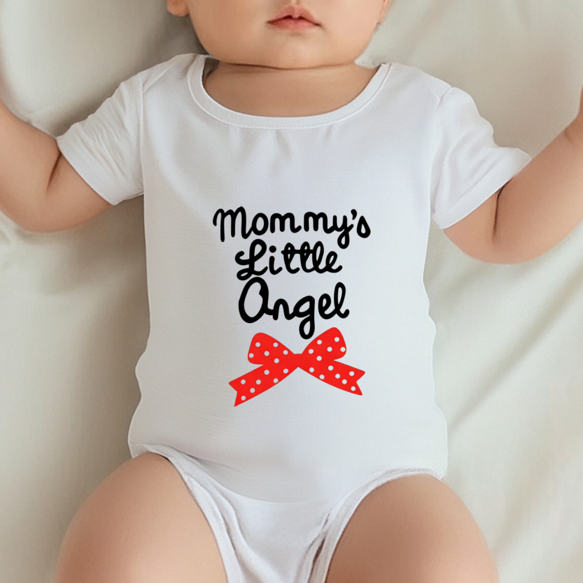 Mommy¡¯s Little Angel Red Polka Dot Bow Girl Bodysuit