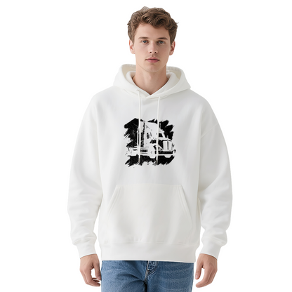 Vintage Big Rig Truck Sketch White Hoodie, Cozy Casual Men¡¯s Street Pullover