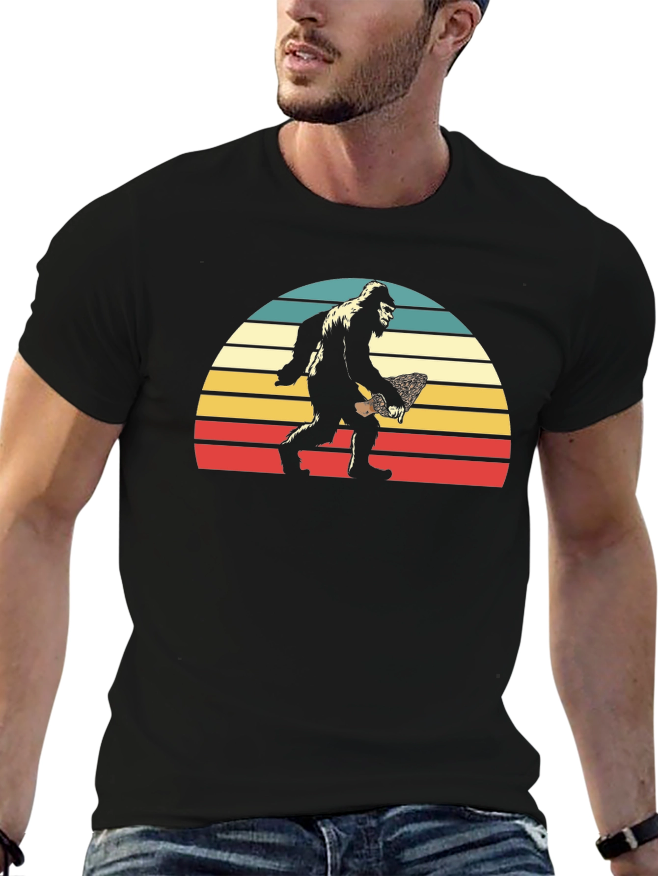 Bigfoot Sunset T-Shirt - Retro Sasquatch Tee