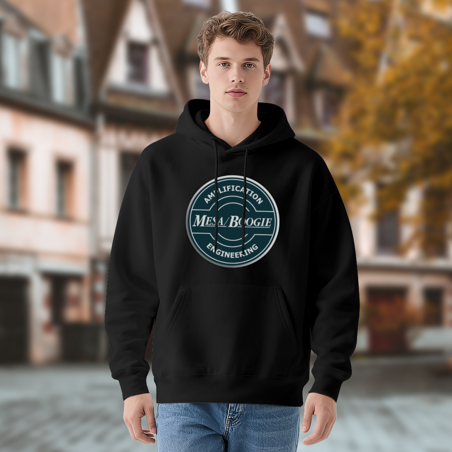 Mesa Boogie Amplification Retro Logo Black Hoodie, Cozy Music Lover Pullover