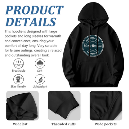 Mesa Boogie Amplification Retro Logo Black Hoodie, Cozy Music Lover Pullover