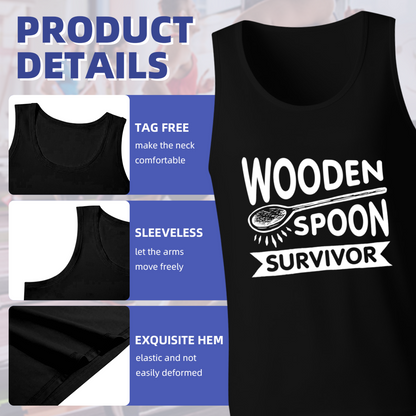 Funny Wooden Spoon Survivor Retro Humor Sleeveless Tank For Guys
