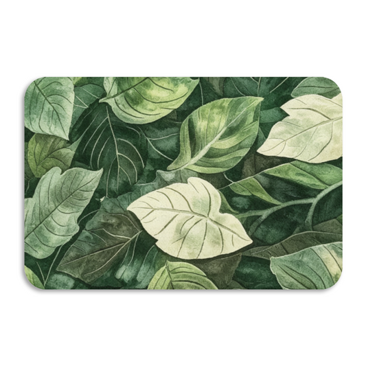 Watercolor Green Leaf Jungle Diatom Mat | Natural Plant Silicone Quick Dry Bath Rug