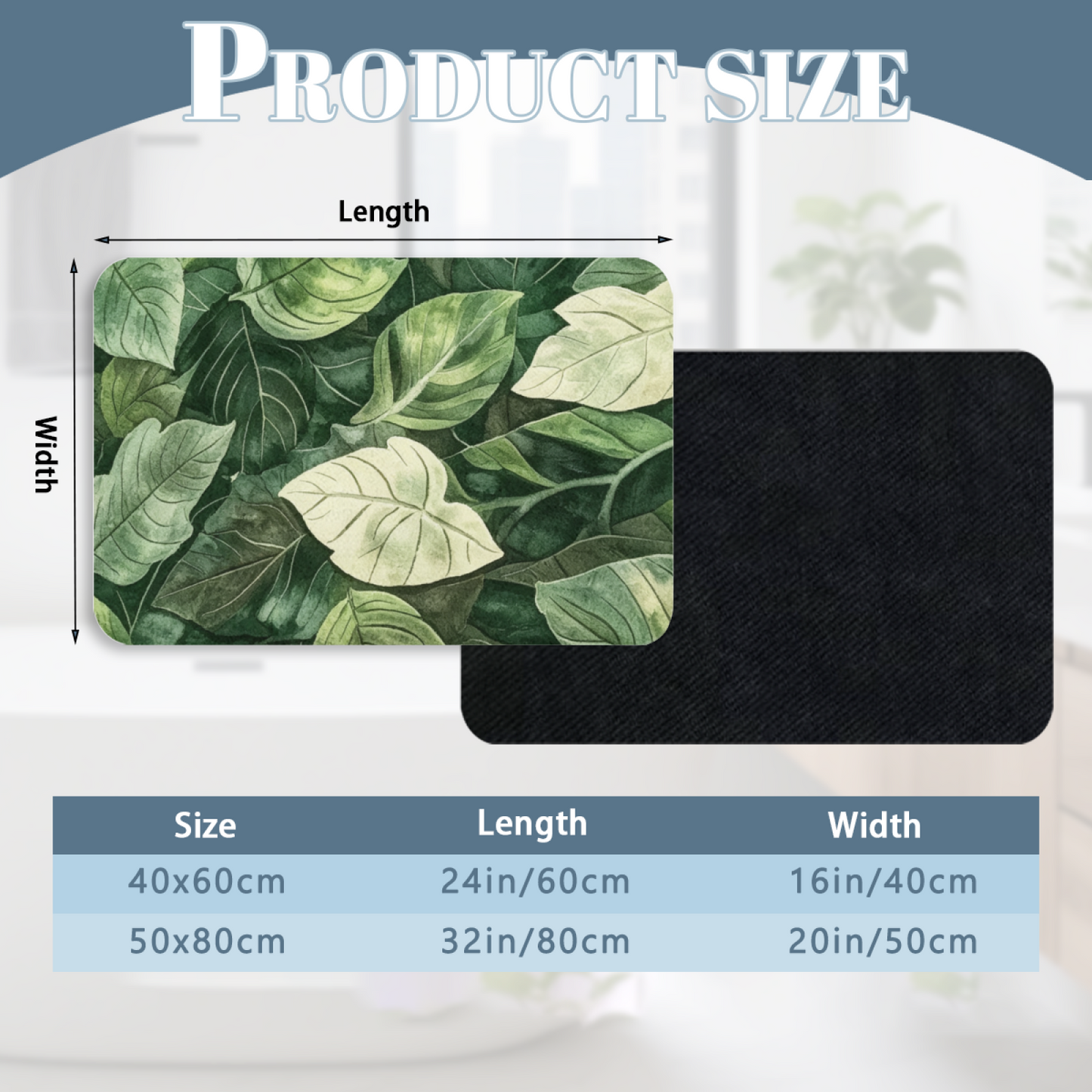 Watercolor Green Leaf Jungle Diatom Mat | Natural Plant Silicone Quick Dry Bath Rug