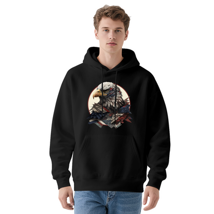 Bald Eagle American Flag Graphic Hoodie, Relaxed Comfort
