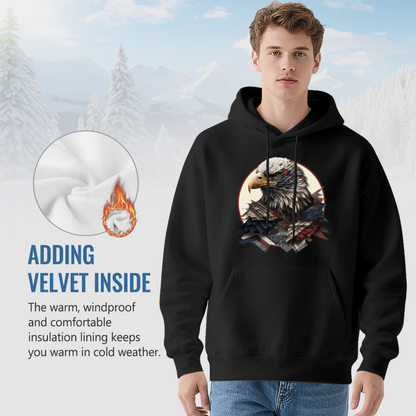 Bald Eagle American Flag Graphic Hoodie, Relaxed Comfort