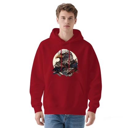 Bald Eagle American Flag Graphic Hoodie, Relaxed Comfort