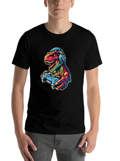 Gamer Dinosaur T-Shirt - Retro Style