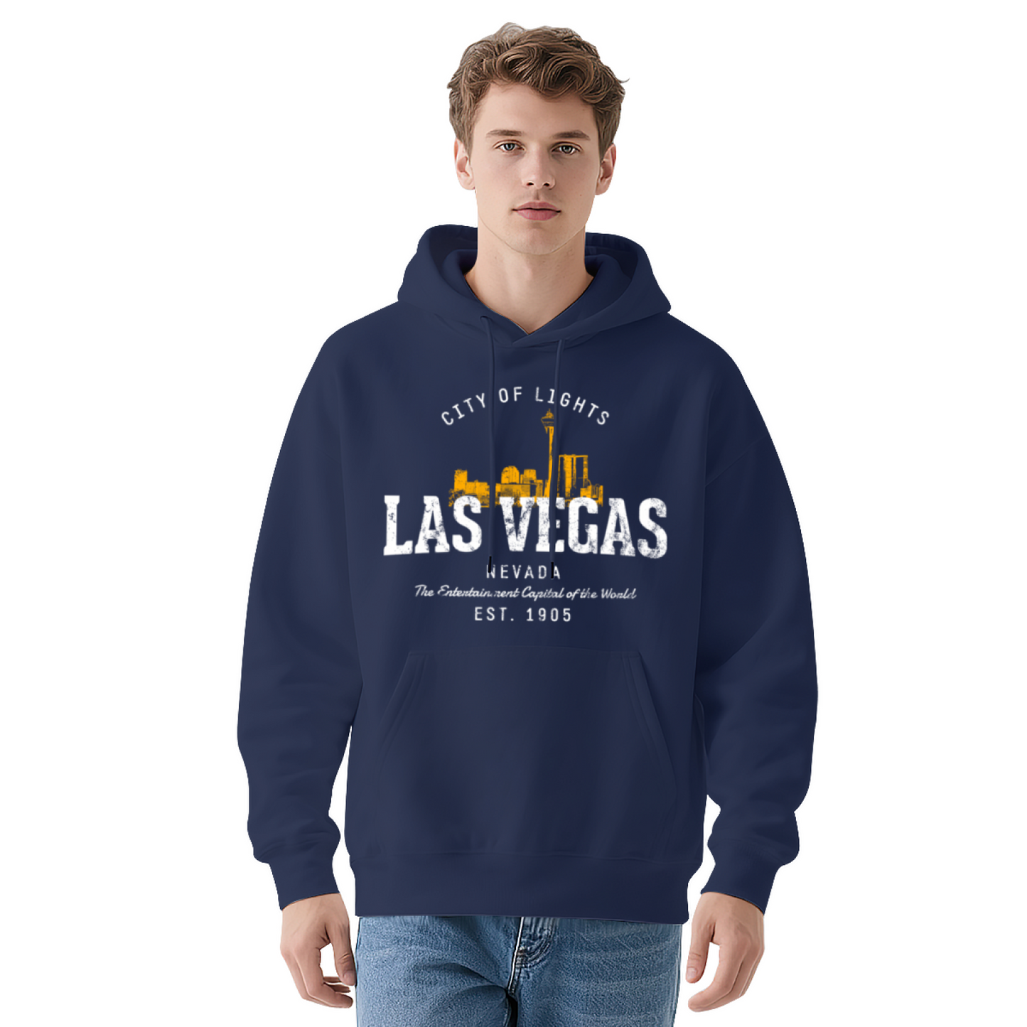 Vintage Las Vegas Cityscape Black Hoodie