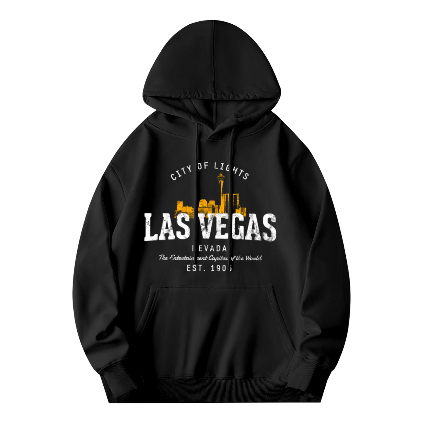 Vintage Las Vegas Cityscape Black Hoodie