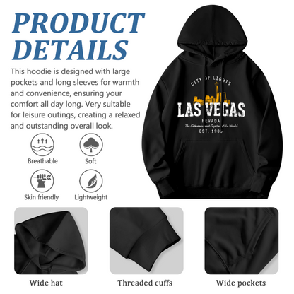 Vintage Las Vegas Cityscape Black Hoodie
