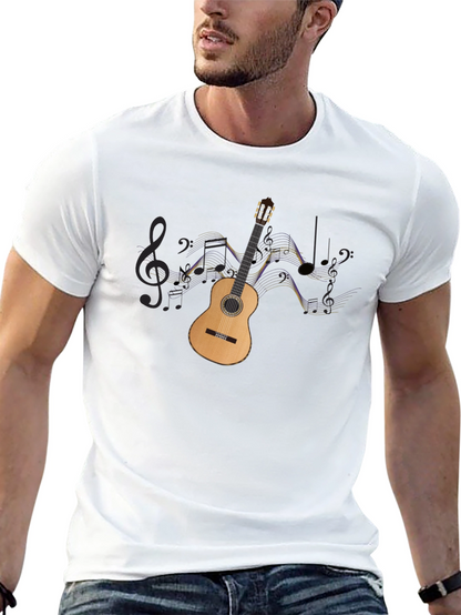 Guitar & Music Notes Graphic Black Tee