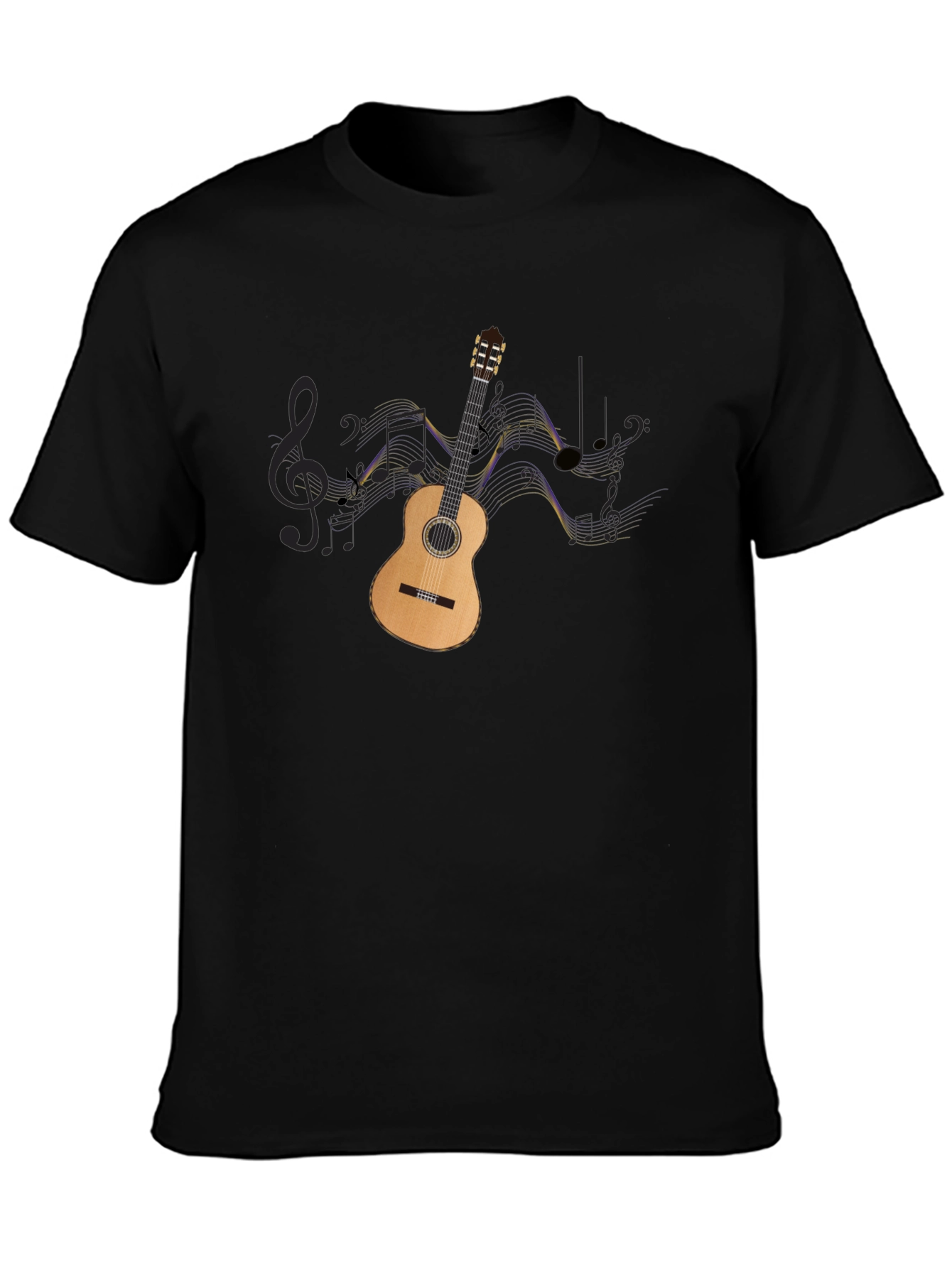 Guitar & Music Notes Graphic Black Tee