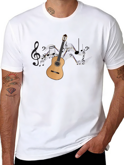 Guitar & Music Notes Graphic Black Tee