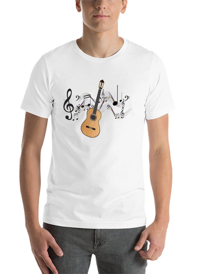 Guitar & Music Notes Graphic Black Tee
