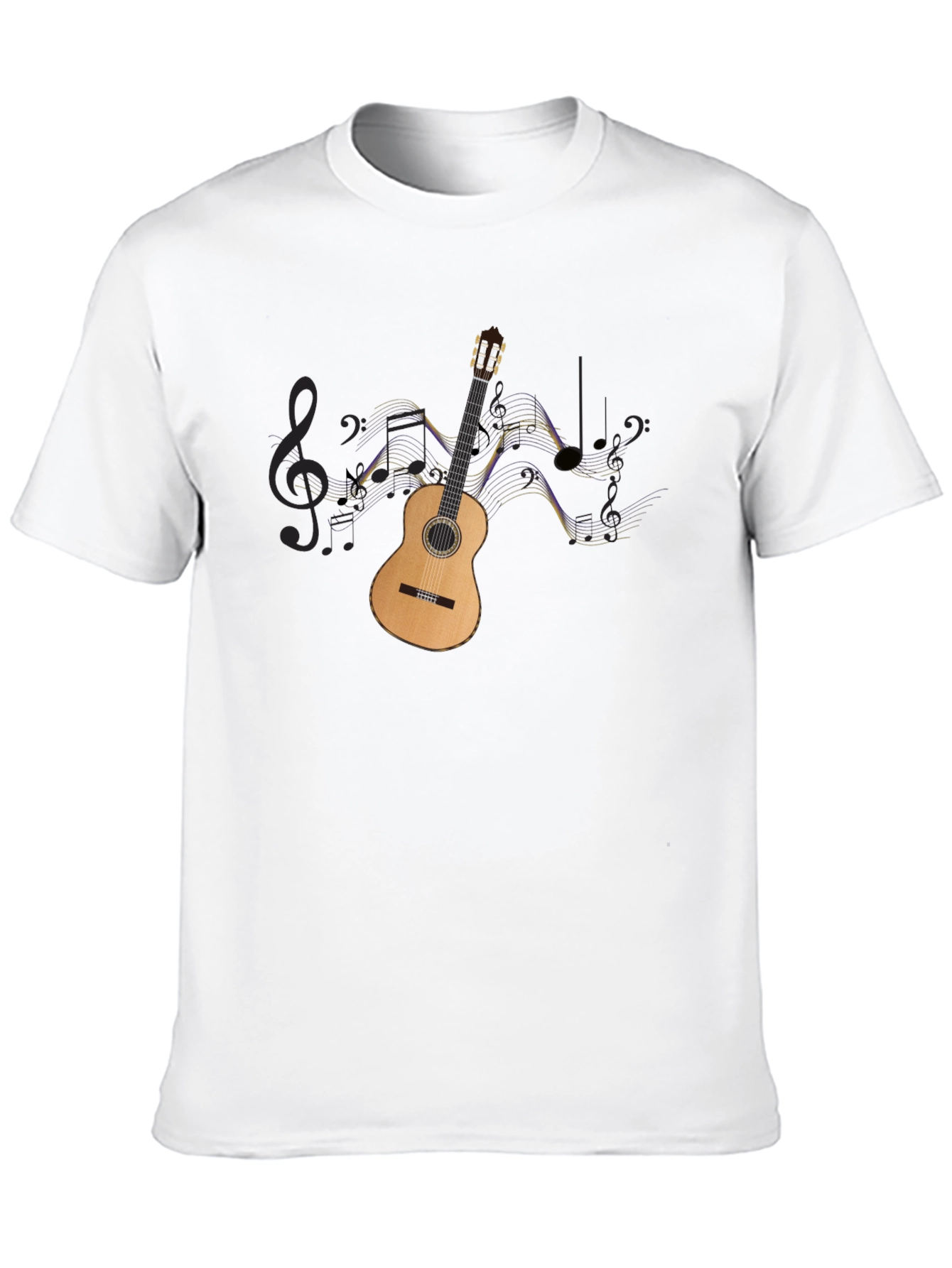 Guitar & Music Notes Graphic Black Tee