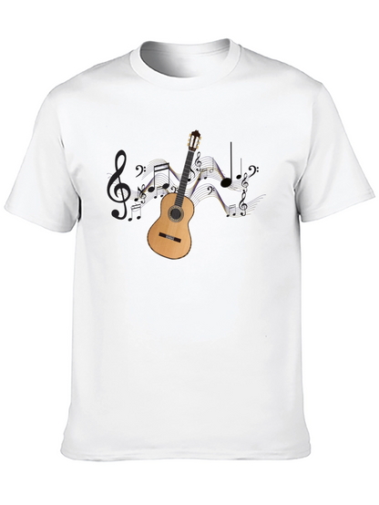 Guitar & Music Notes Graphic Black Tee