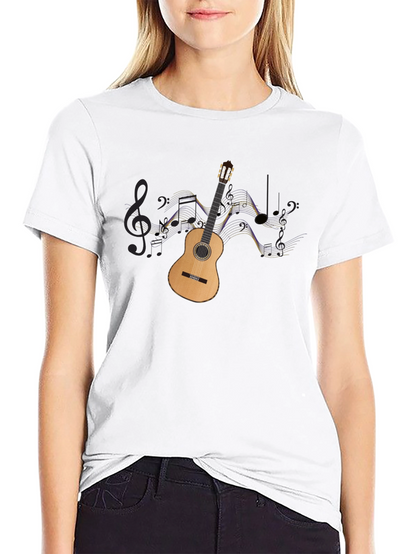 Guitar & Music Notes Graphic Black Tee