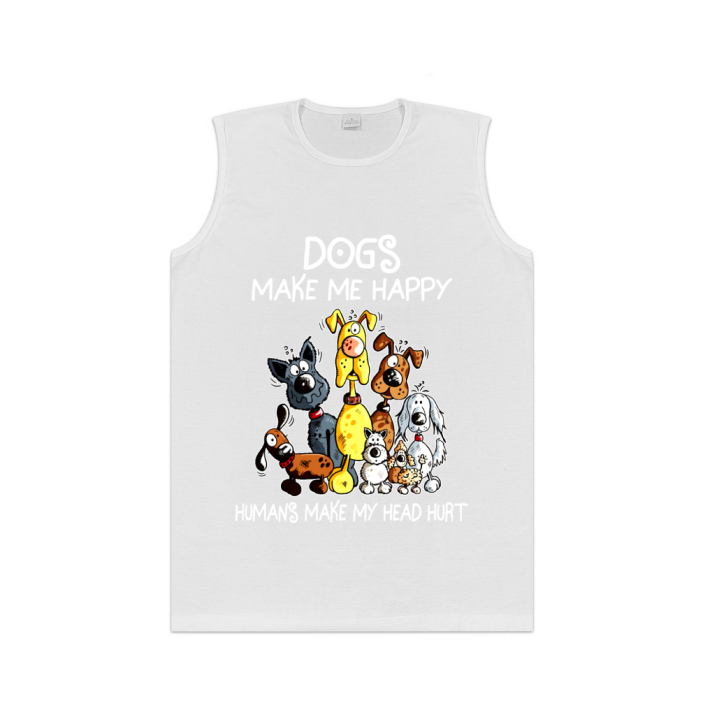 Dogs Make Me Happy Cute Cartoon Puppy Lover Tank