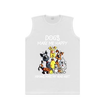 Dogs Make Me Happy Cute Cartoon Puppy Lover Tank