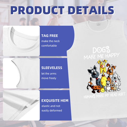Dogs Make Me Happy Cute Cartoon Puppy Lover Tank