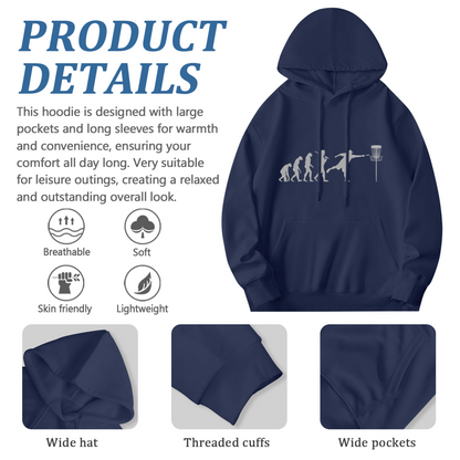Disc Golf Evolution Ape Navy Hoodie, Unisex Outdoor Soft Comfort Hoodie