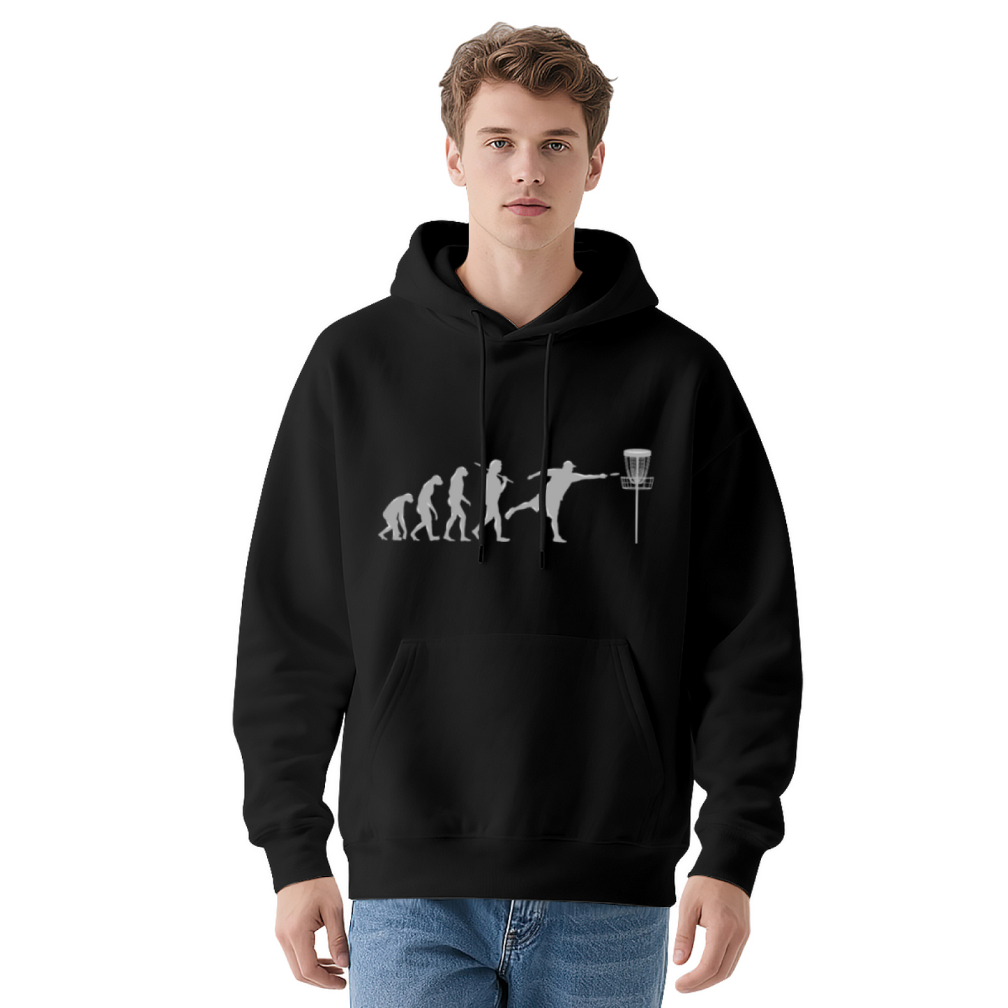 Disc Golf Evolution Ape Navy Hoodie, Unisex Outdoor Soft Comfort Hoodie