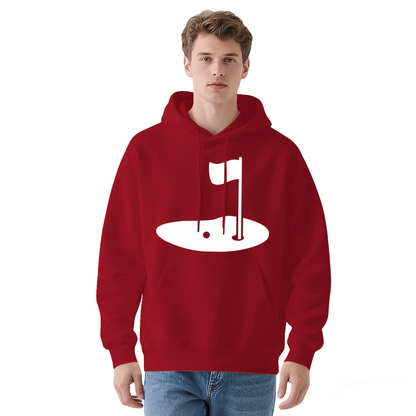 Minimal Golf Green Hole Black Hoodie, Sports Lover Relax Comfort Hooded Sweatshirt