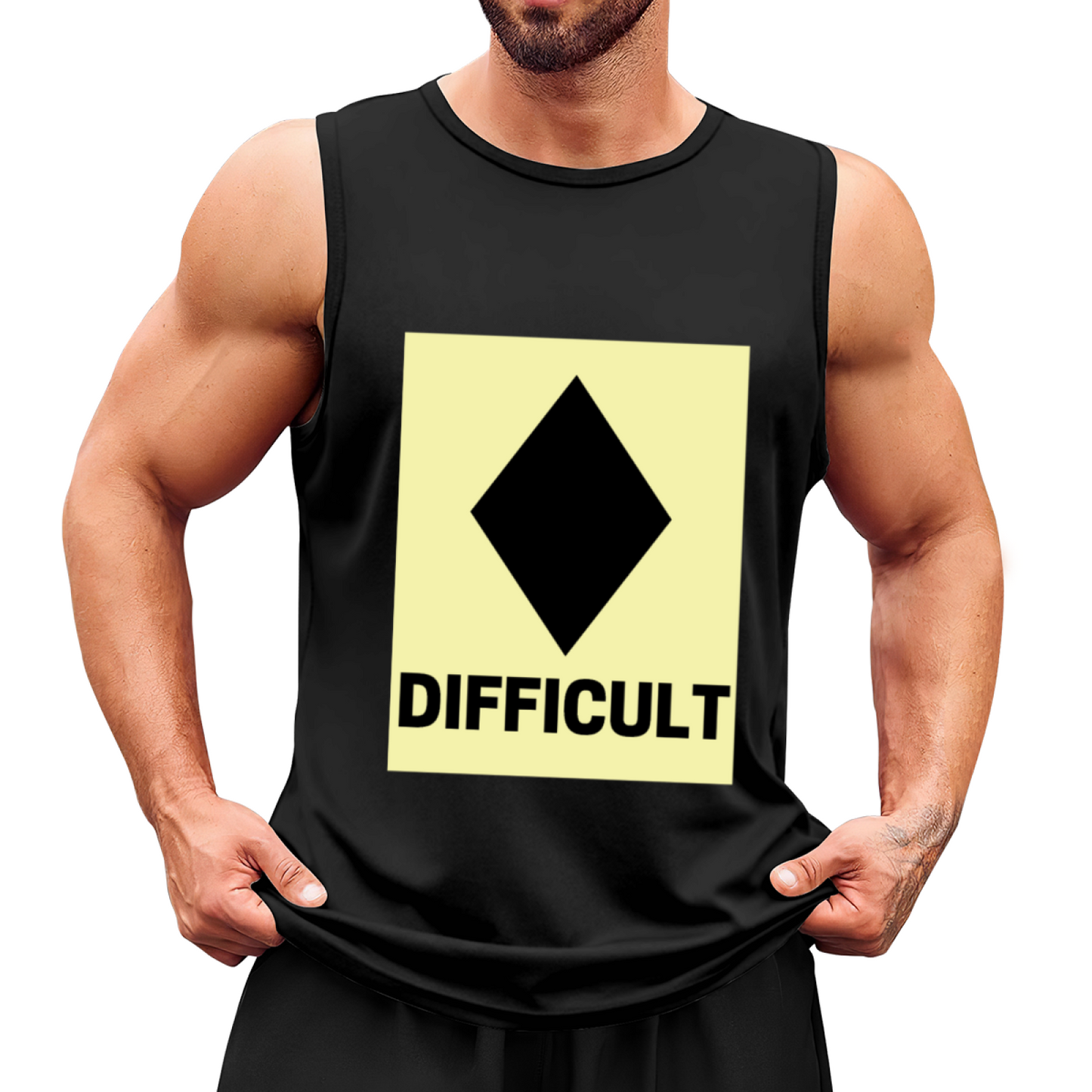Difficult Ski Slope Warning Sign Graphic Tank Top