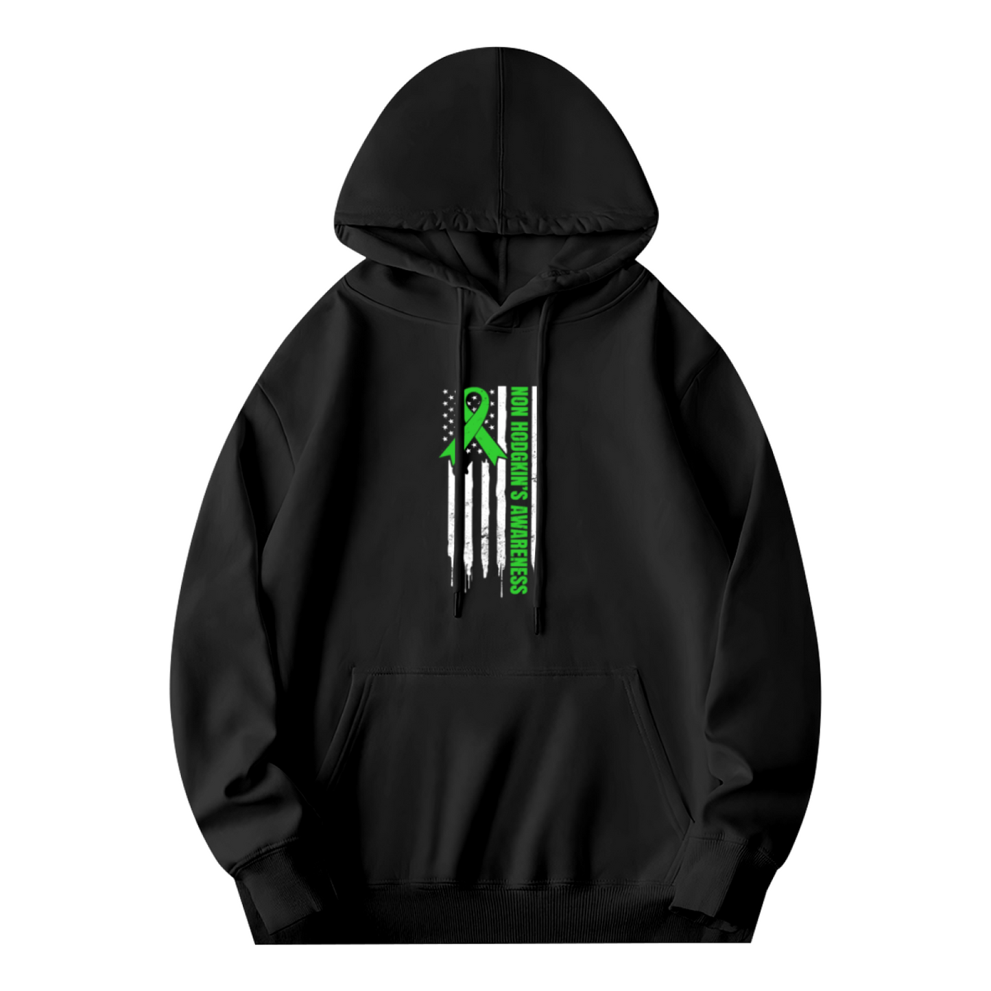 Green Ribbon American Flag Unisex Hoodie, Soft Support Top