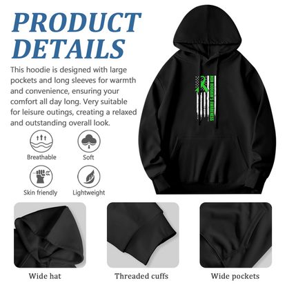 Green Ribbon American Flag Unisex Hoodie, Soft Support Top