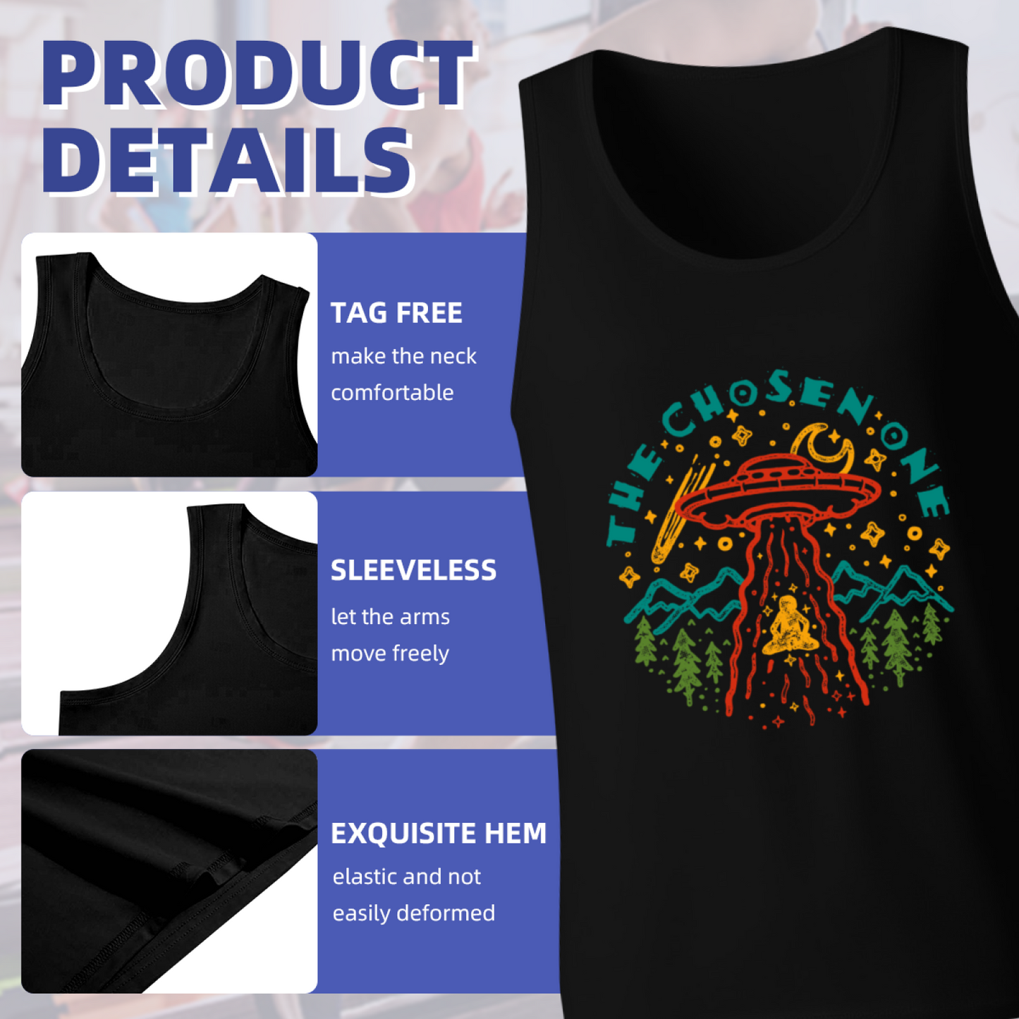 The Chosen One UFO Alien Retro Mountain Graphic Tank For Men