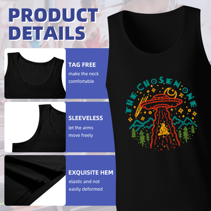 The Chosen One UFO Alien Retro Mountain Graphic Tank For Men